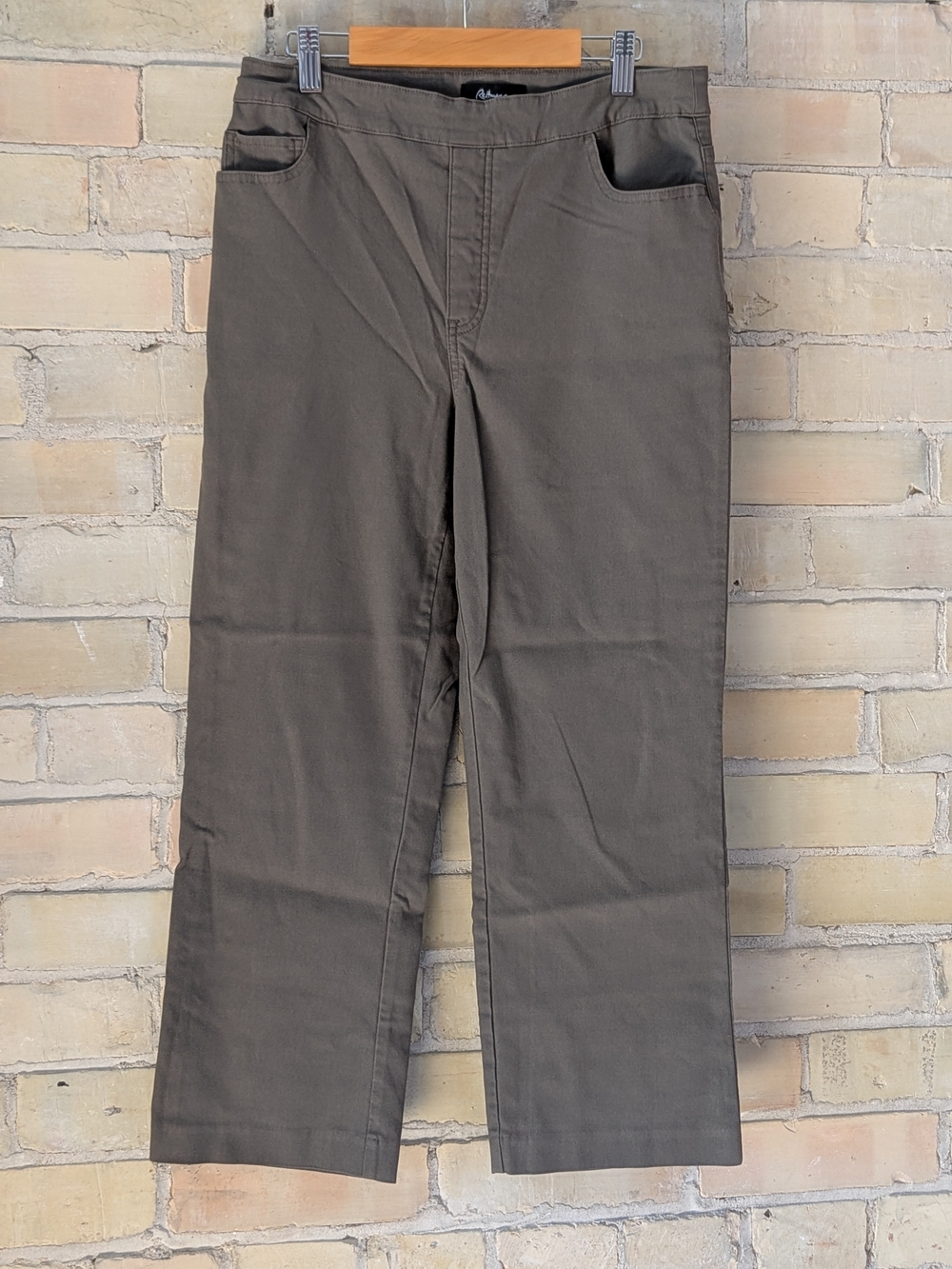 2 For $40 Reitmans Green Gray Dress Capris